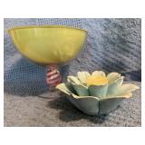 Glass Footed Bowl with Hand-Painted Accent, Plasti
