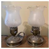 Small Vintage Lamps with Frosted Glass Shades
