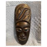 Carved Wood Mask with Fish Motif, 16' Tall