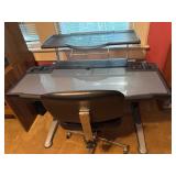Metal and Glass Computer Desk with Matching Rollin