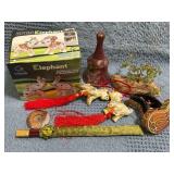 Multicultural Decor Lot With Porcelain Elephants,