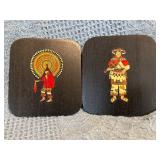 Mexican Enamel Artwork Mounted on 5.25-Inch Wood P
