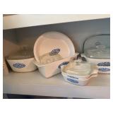 Corning Ware Lot with Blue Floral Pattern and Lids