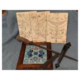 Home Decor Lot with Ceramic Tiles, Framed Tile, Ir