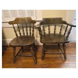 Vintage Wood Chairs, Armchair and Side Chair