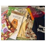 Linens Lot With Tablecloths, Tea Towels, Aprons, a