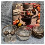 Silver Plate Trimmed Glass Tableware Set With Serv