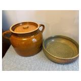Earthenware Lidded Jug and Matching Bowl Set