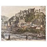 Framed Colored Print Depicting Cityscape, 10.5'x12