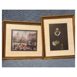 Two Small Framed Prints of an Urban Scene and Port