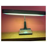 Vintage Desk Lamp with Wood Grain Panels and Adjus