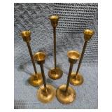 5 Brass Candlesticks, Made in Taiwan
