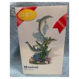 New in Box Ceramic Musical Dolphin Figurine by Cla