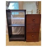 Wooden Bedside Pieces: Open Shelf Unit and Three-D