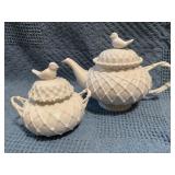 Grace's Teaware White Teapot and Sugar Bowl Set wi