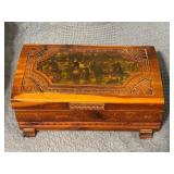 Painted Wood Box with Hinges Needing Repair or Rep