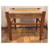 Wood and Sisal Foot Rest Stool, 18 Inches Tall