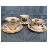 Three Bone China Teacup and Saucer Sets Celebratin