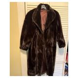 Large Brown Faux Fur Coat With Satin Lining
