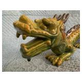 Hand-Painted Long Ceramic Dragon Figurine in Green