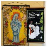 Two Hanging Artworks: Virgin Mary 17'x26' and Mexi