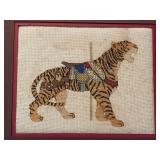 Petit Point Carousel Tiger Needlework, Framed, 16'