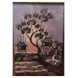 Framed Batik Artwork, 19'x28', Depicting Landscape