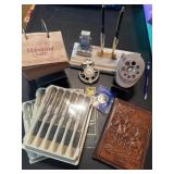 Vintage Desktop Lot with Pens, Calendar, and Decor