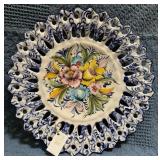 Decorative Plate with Hand-Painted Floral Design a