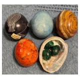 Seven Stone Eggs and Small Abalone Shell with Mala