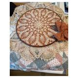 Two Vintage Quilts and Crochet Wall Hanging