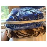 Two Large Fuzzy Blankets with Animal and Geometric