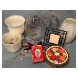 Decorative Items Including Lantern Shades, Milk Gl