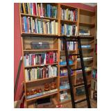 Three Wooden Bookshelves with Ladder, Measuring 93