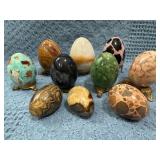 10 Stone Eggs and 7 Metal Egg Stands