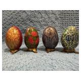 Four Russian-Style Eggs with Metal Stands