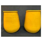 Yellow Ceramic Vases with Rounded Base
