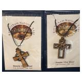 Bethlehem Nativity Star Olive Wood Cross Necklaces
