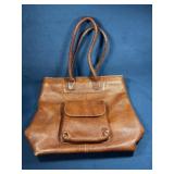 Latico Tan Pebbled Leather Tote Bag with Magnetic