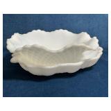 Two White Milk Glass Dishes With Grape and Diamond