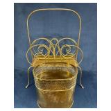 Gold-Tone Metal Magazine Rack with Ornate Detailin