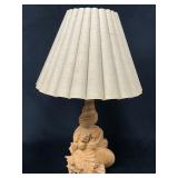 Table Lamp With Shell Motif Base and Cream Pleated