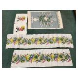 Linen Tea Towels and Napkins with Floral and Chara