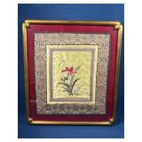 Framed Floral Embroidery Artwork with Gilded Woode