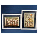 Two Framed Egyptian Papyrus Paintings, 12"x15"
