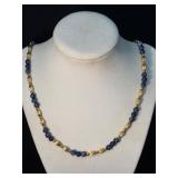14K Gold and Lapis Lazuli Beaded Necklace