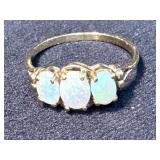 Gold Ring Featuring Three Oval Opals, Size 9.5