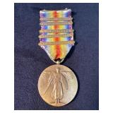 WWI Victory Medal with Rainbow Ribbon and Five Cam