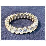 Gold-Tone Eternity Band Ring With Clear Stones, Si