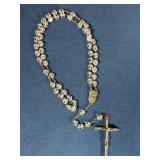 Clear Glass Rosary with Italy-Marked Metal Crucifi